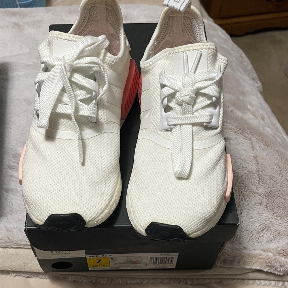 adidas Women's White and Pink Sneakers